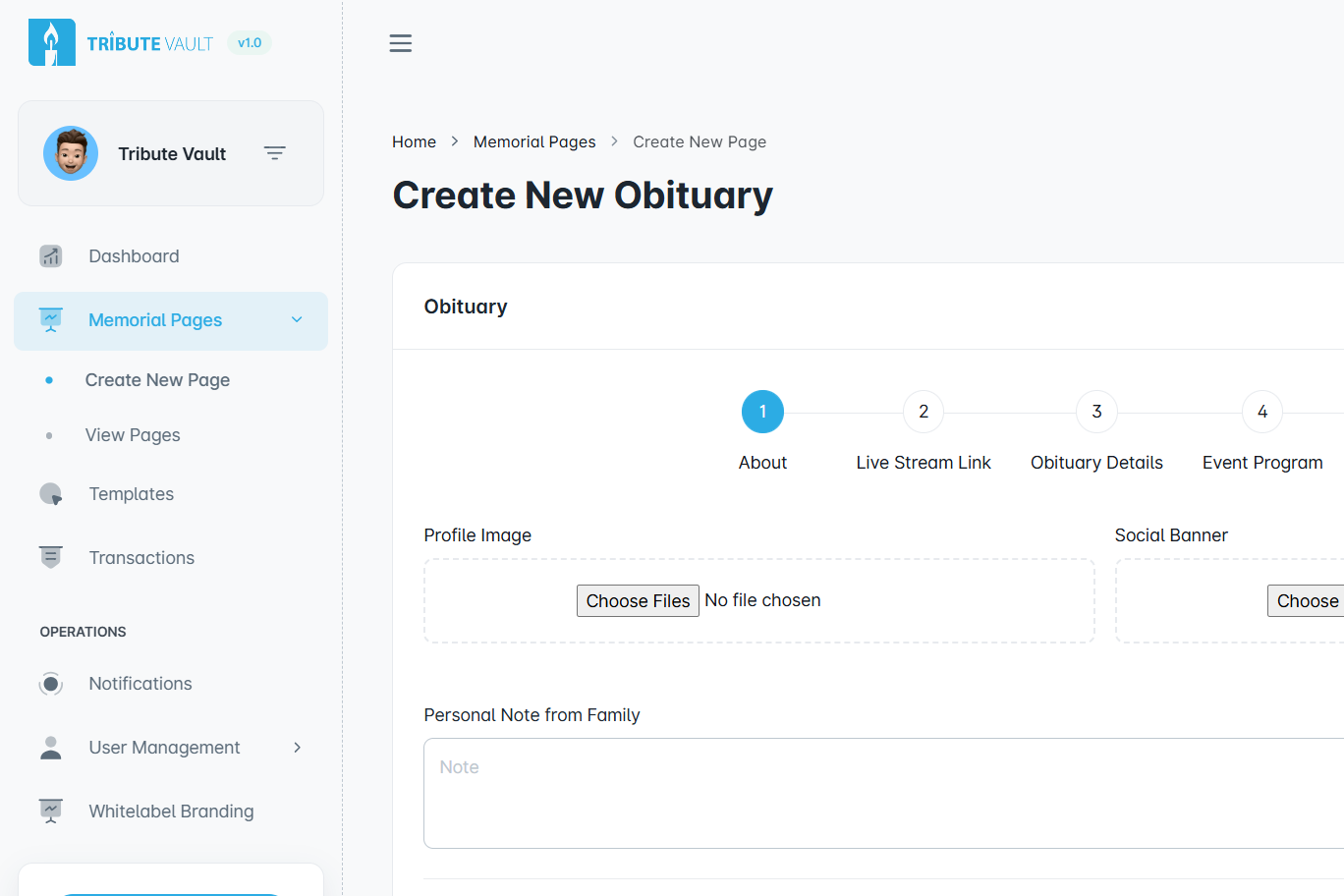 Memorial Page Example